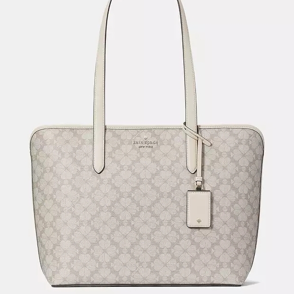 kate spade Handbags - NWT Kate Spade NY Cream Signature Spade Floral Pattern Large Tote